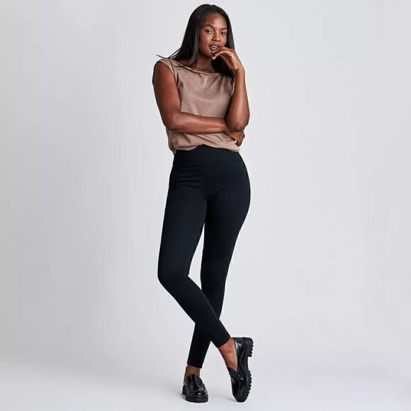 Assets By Spanx Pants - Assets by Spanx Ponte Shaping Leggings Women's Medium Black Ankle Wide Waistband